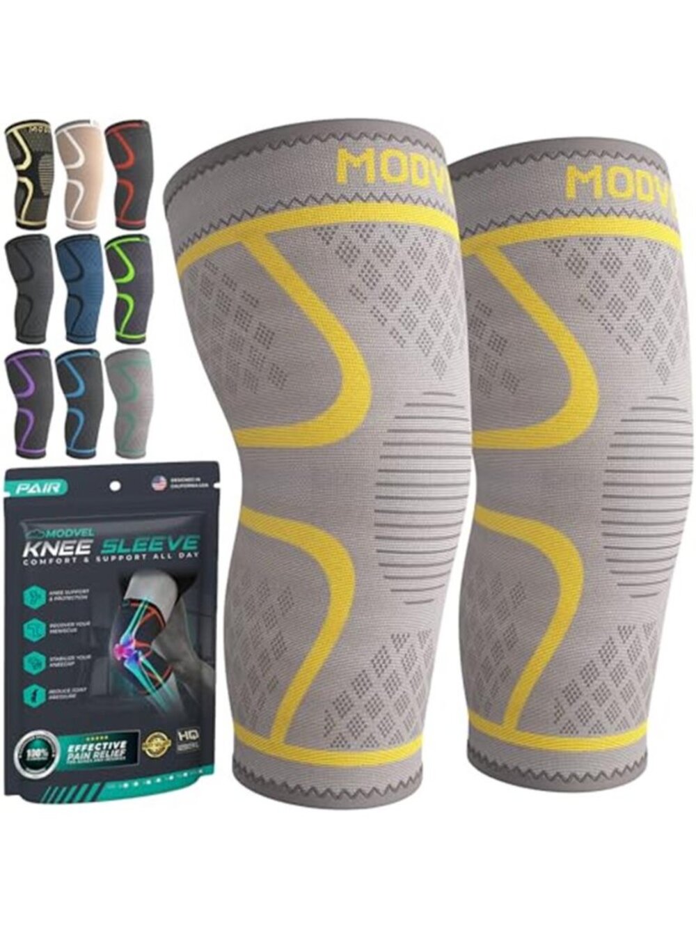 New Compression Knee Brace for Women & Men, 2-Pack Knee Brace for Running
